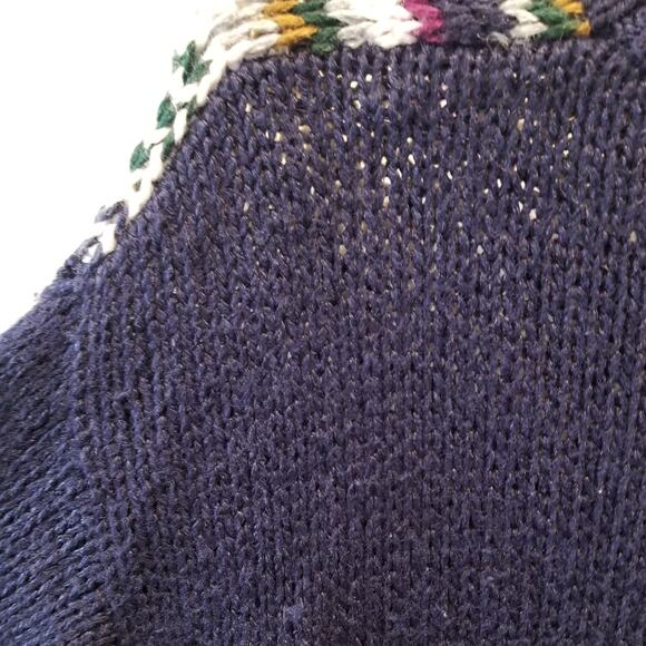 Vintage Currents Custom Knit Turtleneck Sweater Alpine Ski Resort Navy White L - Picture 8 of 11